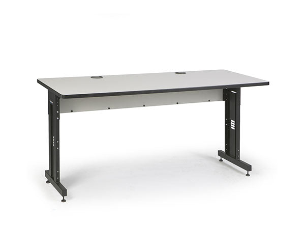 Folkstone grey desk designed for training purposes with a minimalist black base