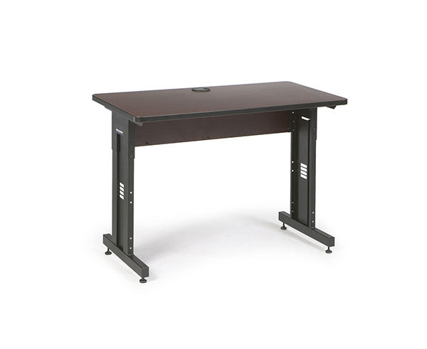 48-inch wide training table featuring an African mahogany top and black legs