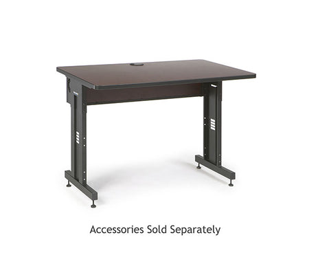 Sleek training desk with a dual-tone black and African mahogany finish