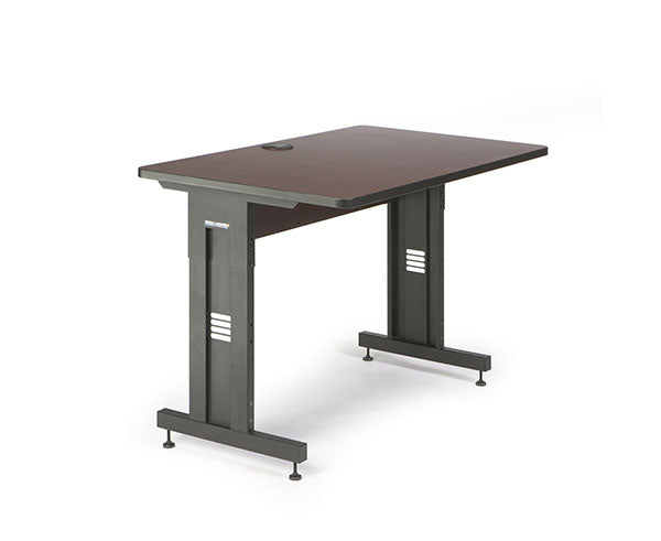 48-inch wide training table featuring an African mahogany top and black base