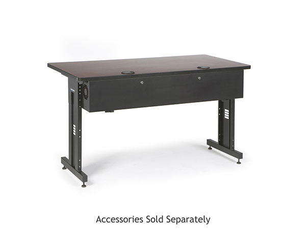 African mahogany training table with 60" width and 30" depth featuring a sleek black design