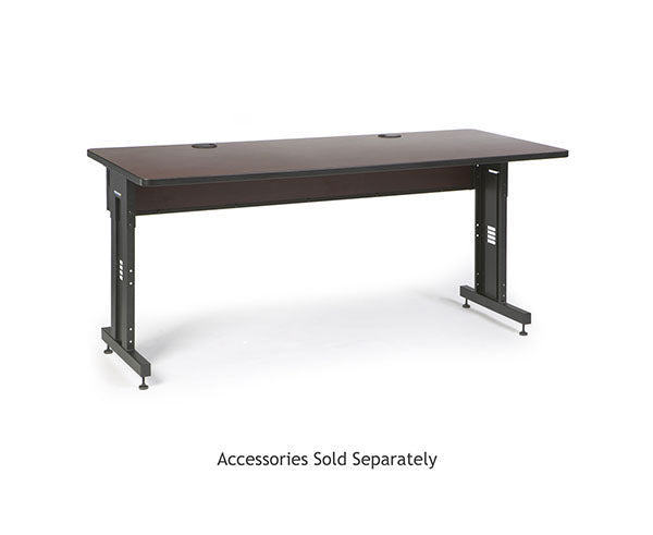 African Mahogany training table featuring a black edge and contrasting black legs