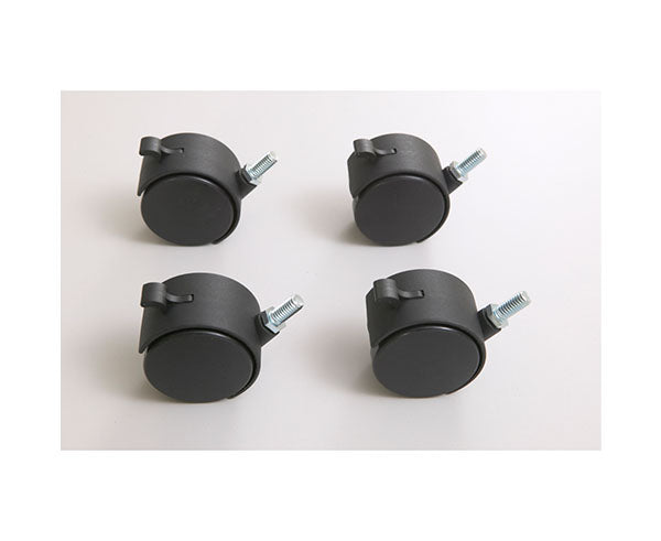 Set of four locking casters designed for a training table, displayed on a white background