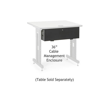 A 36-inch training table with integrated cable management enclosure