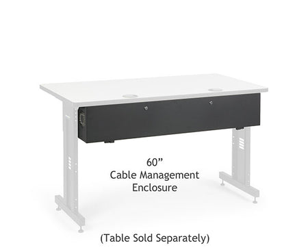 A 60-inch training table featuring an integrated cable management enclosure