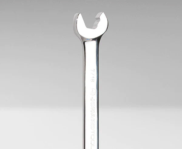 Close-up of the large handle of a 7/16" Ratcheting Speed Wrench