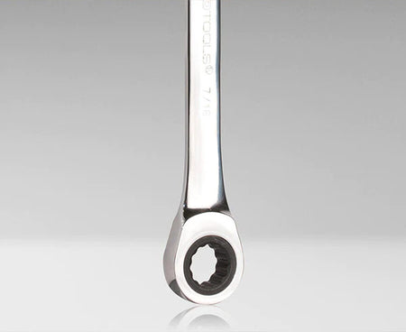 A 7/16" Ratcheting Speed Wrench with visible size marking
