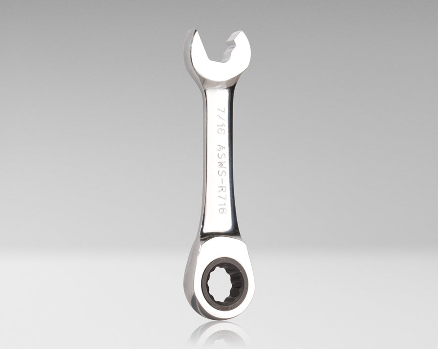 Ratcheting Speed Wrench 7/16" Stubby, 3-3/4" for F Connectors (ASWS-R716)