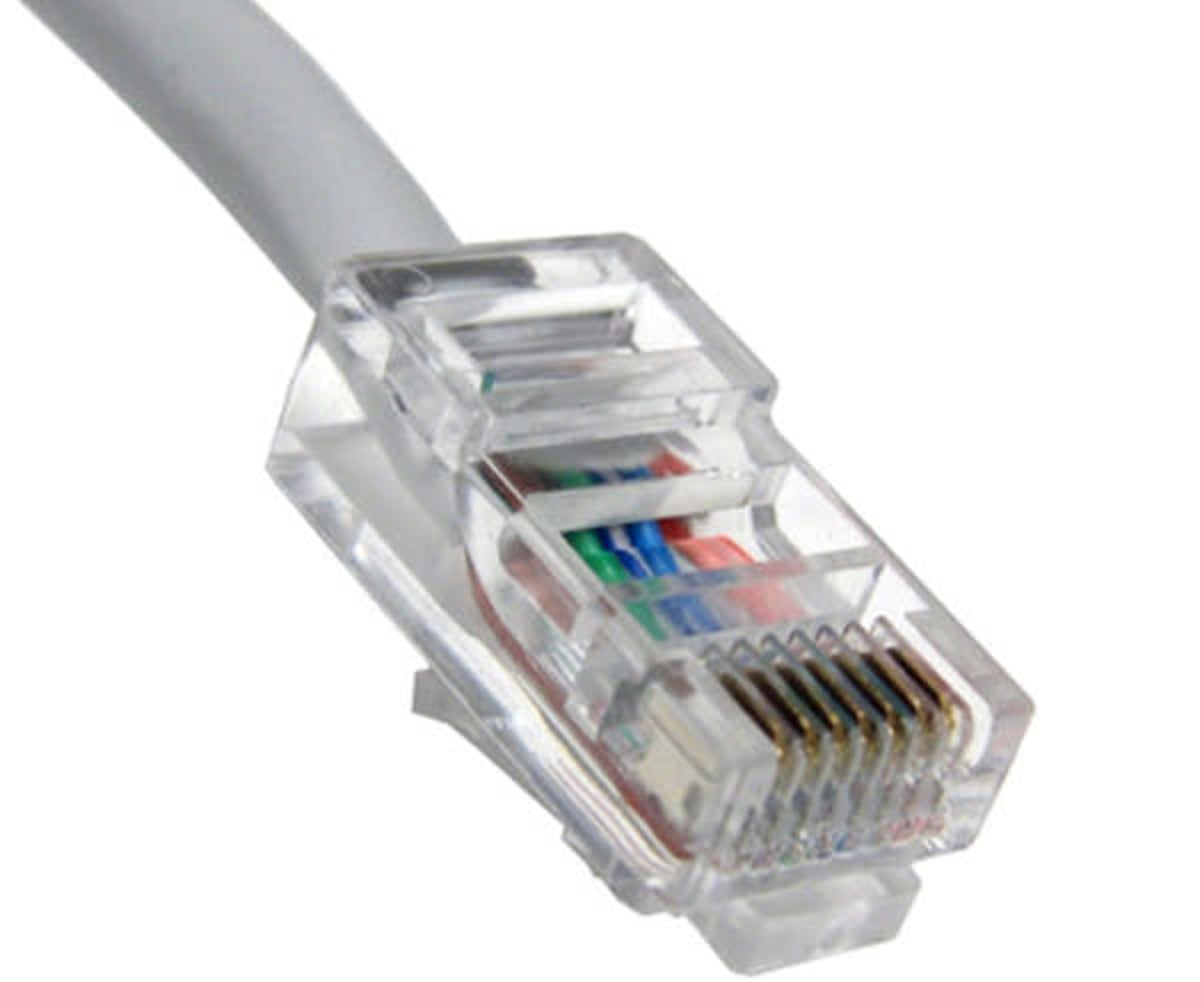 A short gray Cat5e Non-booted UTP Ethernet Patch Cable