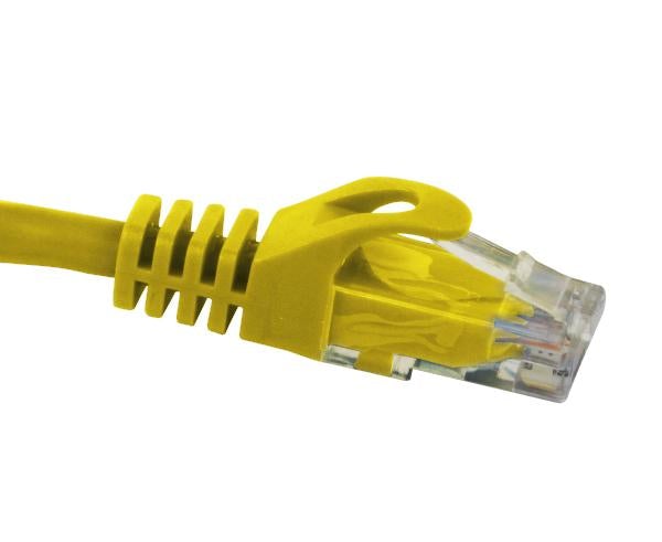 0.5ft yellow Cat5e snagless network patch cable against a white backdrop