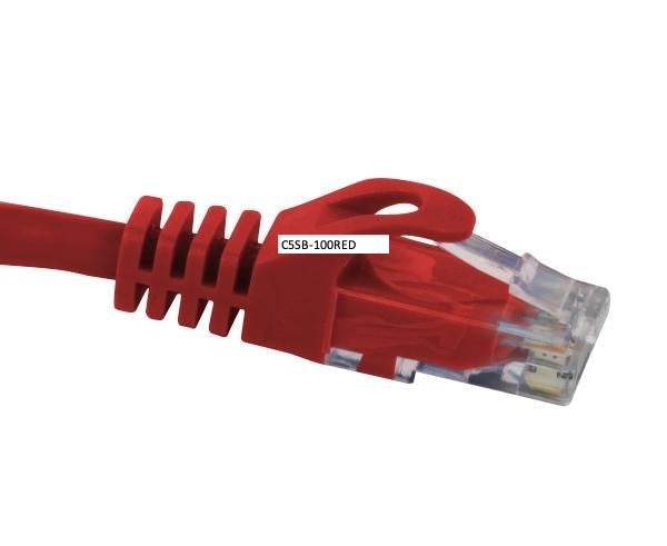 100ft Cat5e Snagless Unshielded Ethernet Patch Cable in red
