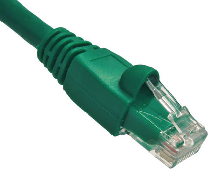 A green Cat6A snagless unshielded Ethernet patch cable