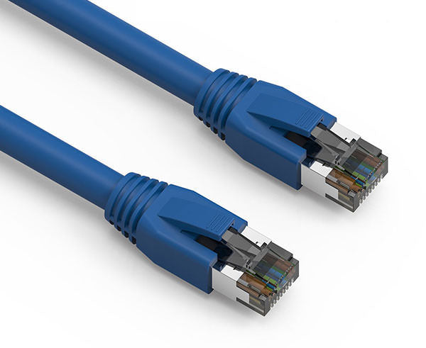 15ft Cat8 40G Shielded Ethernet Patch Cable in blue color with S/FTP shielding