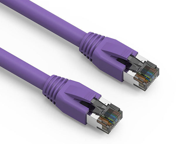 15ft Cat8 40G Shielded Ethernet Patch Cable in purple color with S/FTP shielding