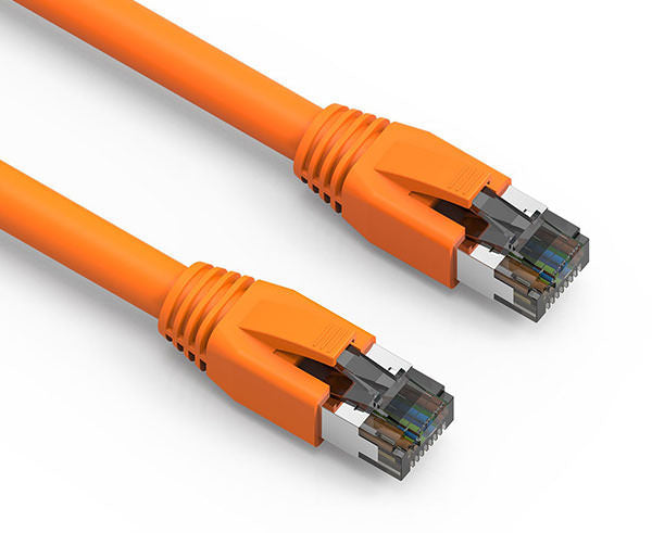 1-foot Cat8 40G shielded Ethernet patch cable in orange