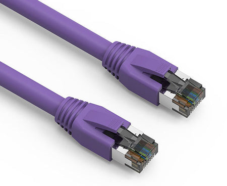 1-foot Cat8 40G shielded Ethernet patch cable in purple
