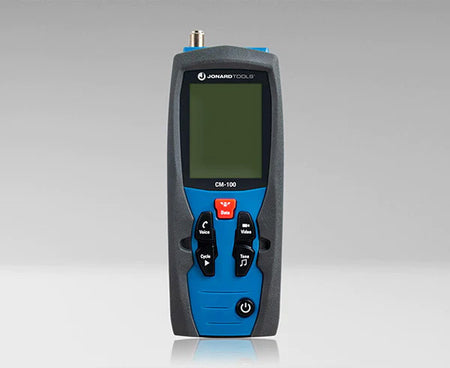 Close-up view of the Cable Mapper Pro with its distinctive blue and black design