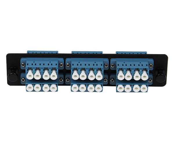LGX Adapter Plate with six LC UPC quad couplers for single-mode fiber connections