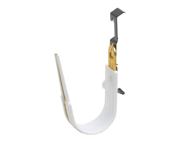 A 3 inch polypropylene j-hook with retainer bar and batwing clip.