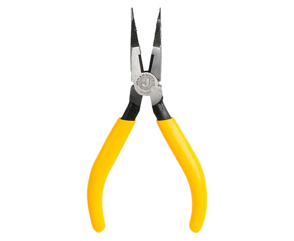 Close-up of Long Nose Telecom Pliers with yellow handles