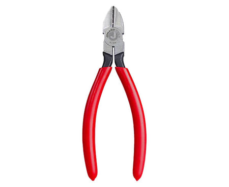 6.25" diagonal cutting pliers with ergonomic red handles on a plain background