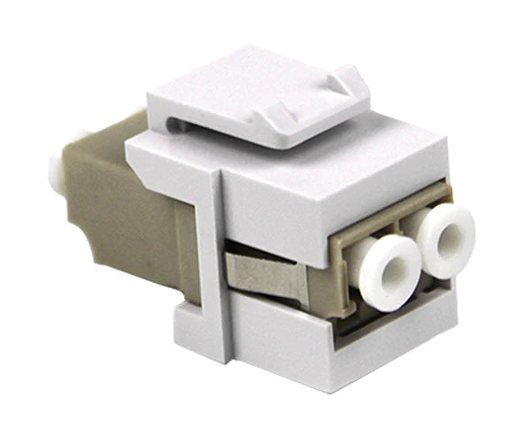 Multimode LC duplex fiber keystone jack in white color