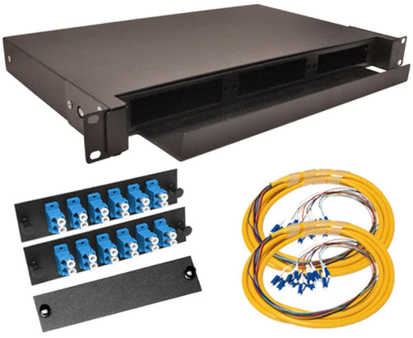 12 Port 1U Single-mode LC Slide-Out Fiber Patch Panel Kit