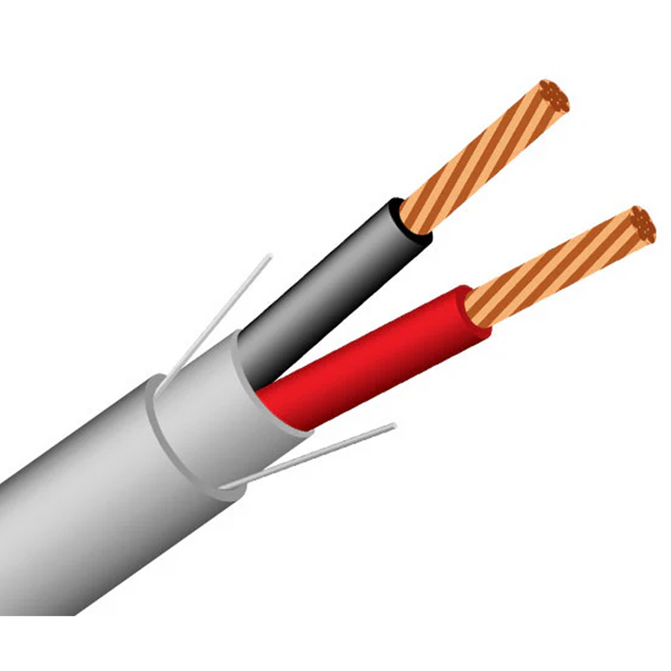 20/2 Shielded Riser Security Alarm Cable - CMR/CL3R Rated, 7 Strand Copper, 1000ft Gray