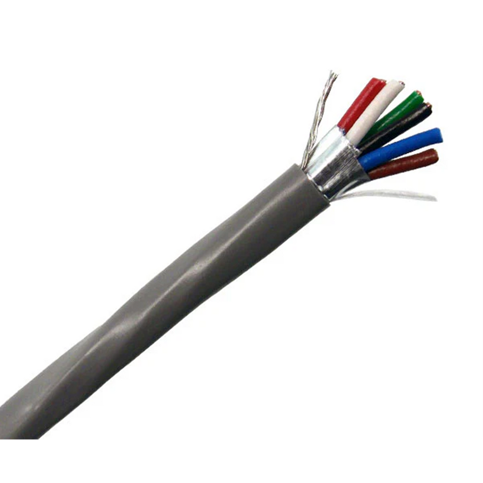 18/6 Shielded Riser Security Alarm Cable - CMR/CL3R Rated, 7 Strand Copper, 1000ft Gray