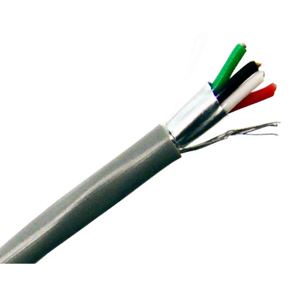 18/4 AWG Riser Security Alarm Cable - CMR/CL3R Rated, Shielded, 1000ft Gray