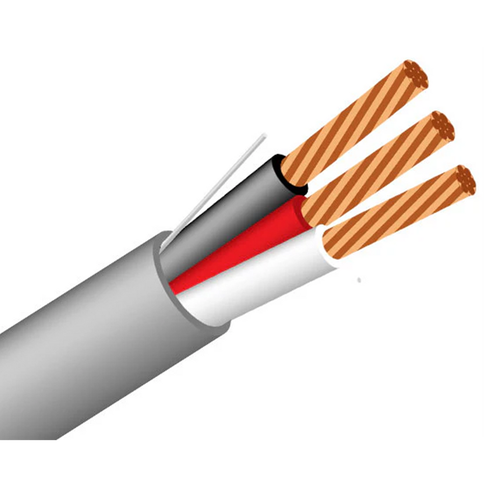 22/3 AWG Riser Security Alarm Cable - CMR/CL3R Rated, Unshielded, 1000ft Gray