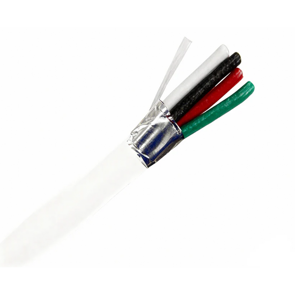 14/4 AWG Plenum Security Alarm Cable - CMP/CL3P Rated, Shielded, 1000ft White