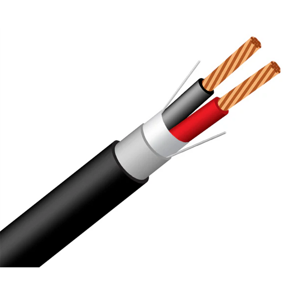 18/2 AWG Direct Burial Security Cable - Shielded, Water Block & UV Resistant, CL3/FPL, 1000ft Black
