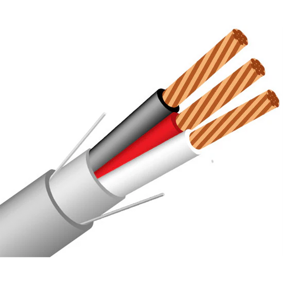 16/3 AWG Riser Security Alarm Cable - CMR/CL3R Rated, Shielded, 1000ft Gray