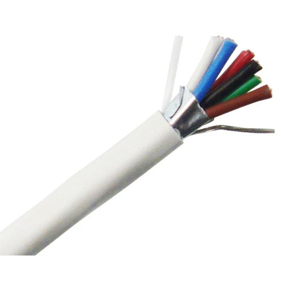 18/6 AWG Plenum Security Alarm Cable - CMP/CL3P Rated, Shielded, 1000ft White