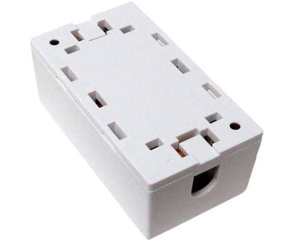 CAT6A junction box with 110 punch down block and two cable entry points
