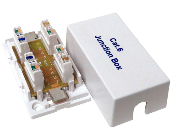 CAT6 junction box with 110 punch down block showing  110 connectors