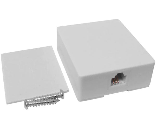 RJ11 single port surface mount box with mounting screws included