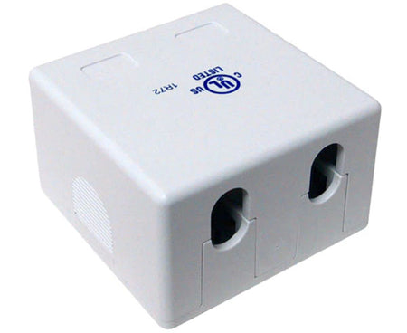 White dual port blank surface mount electrical box