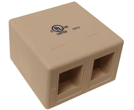 Ivory surface mount box designed to accommodate two ports