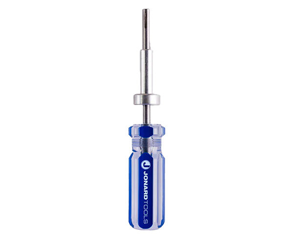 The 7" Terminator Tool with a blue and white handle