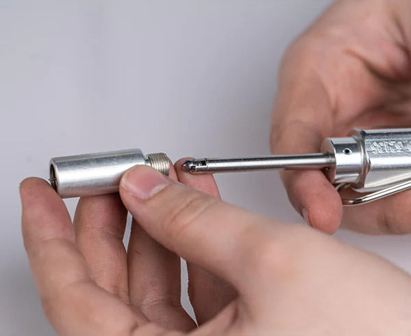 Close-up of the Terminator Tool being used for precision work on PPLT connectors