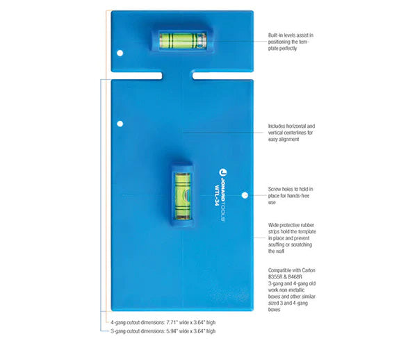 A blue template for wall box installation