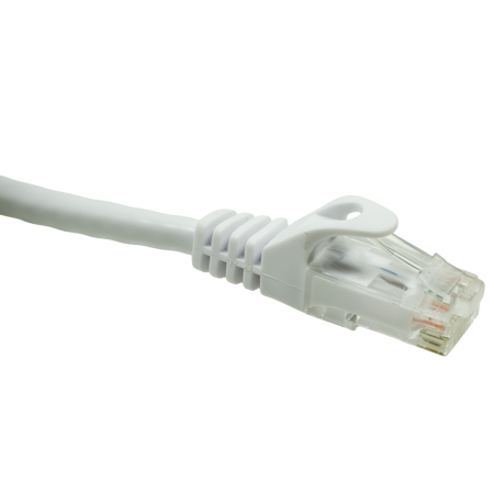 White Cat6 Ethernet cable on a white background