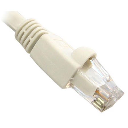 White Cat6A Ethernet cable on a white background
