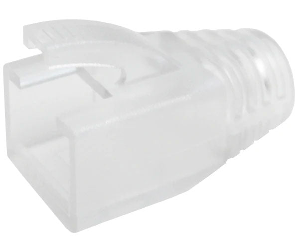 7.0mm clear strain relief boot for cat5e modular plugs.