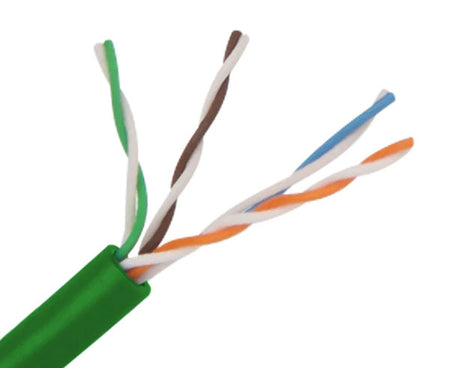 CAT6A slim stranded bulk ethernet cable with green jacket.