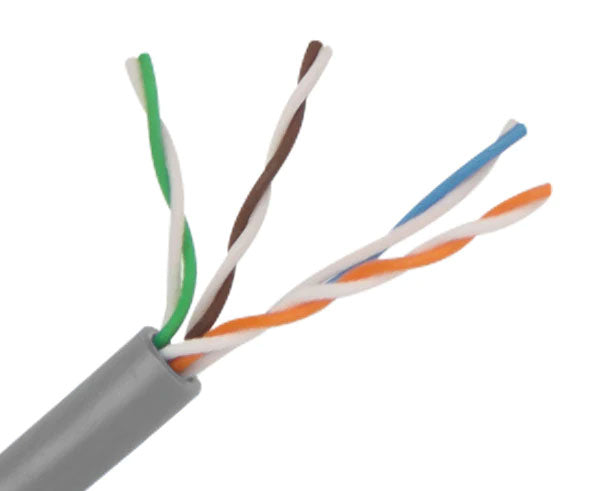 CAT6A slim stranded bulk ethernet cable with gray jacket.