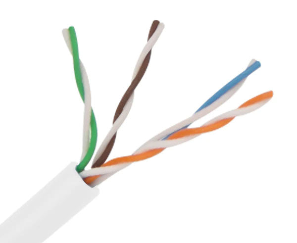CAT6A slim stranded bulk ethernet cable with white jacket.