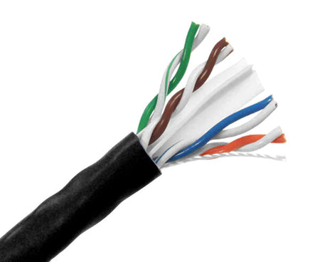 CAT6A Outdoor Bulk Ethernet Cable with solid copper conductors, unshielded twisted pair (UTP)
